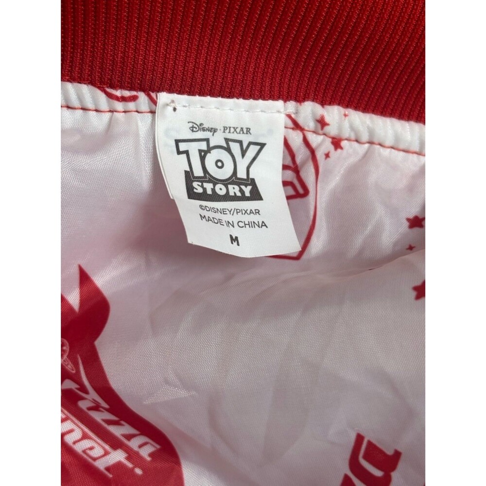 Disney Toy Story Red Bomber Jacket w/Pizza Planet Patch Men’s M Full Zip - Picture 7 of 10